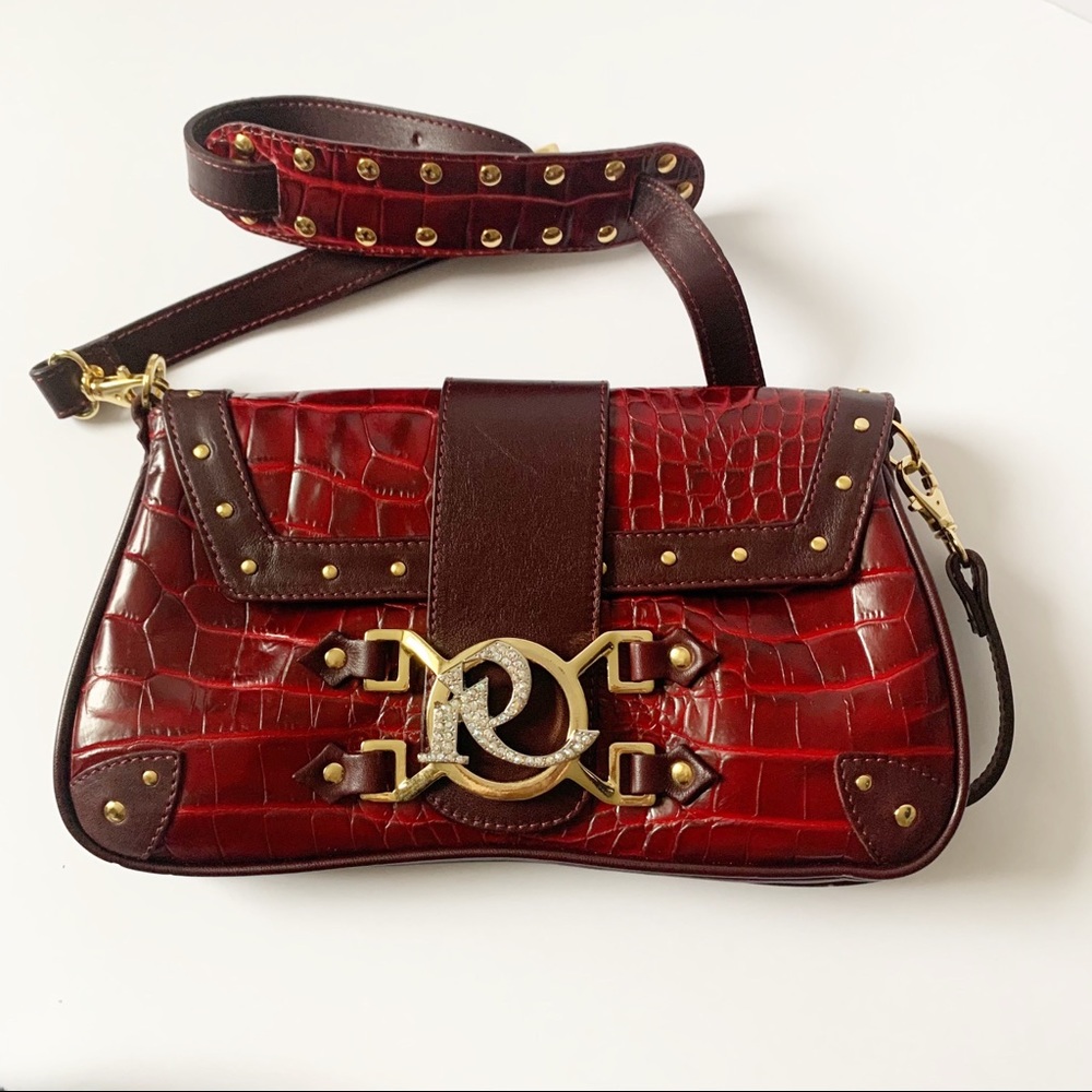 RIPANI CROCK EMBOSSED LEATHER SHOULDER STUD BAG